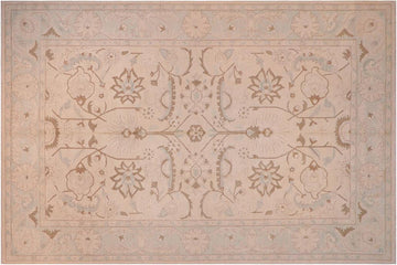 handmade Traditional Lahore Lt. Tan Lt. Green Hand Knotted RECTANGLE 100% WOOL area rug ODD